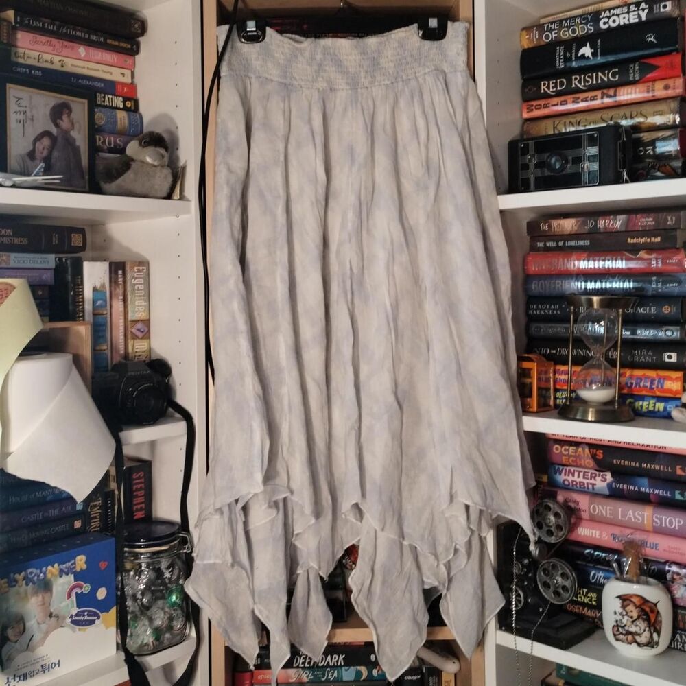 Style & Co Blue/White Tie-dye Skirt With a layered ruffle hem. Size Large